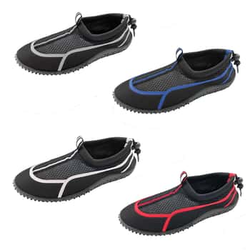 Men's Two Tone Aqua Shoes w/ Mesh Details & Adjustable Toggle