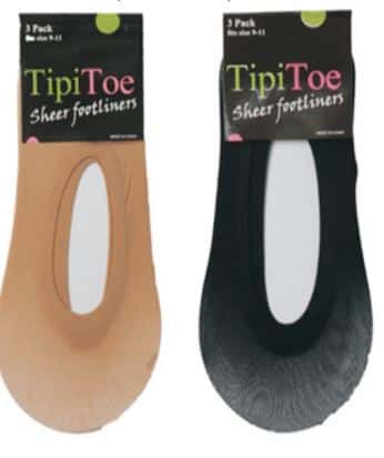 Women's No-Show Sheer Ped Sock Footliners - Black & Peach - Size 9-11 - 3-Pair Packs