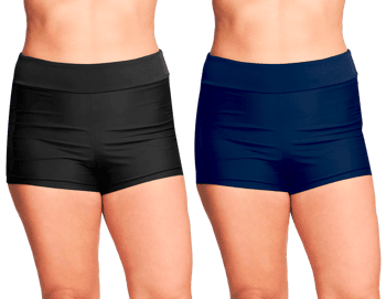 Women's High Waist Boyshort Swim Shorts Swimsuit Bottoms - Solid Colors - Sizes 18-24