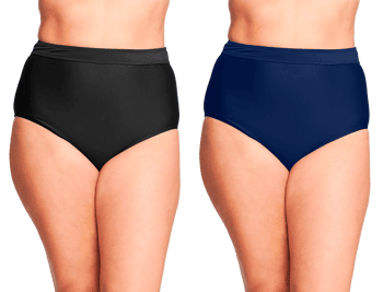 Women's High Waist Brief Cut Swimsuit Bottoms - Solid Colors - Plus Sizes 18-24
