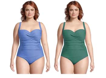 Women's Plus Size Ruched One-Piece Swimsuit - Assorted Colors - Sizes 1X-3X