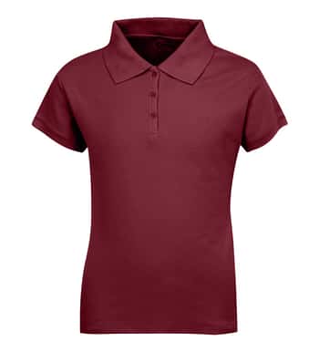 Junior Ladies School Uniform Short Sleeve Polo Shirts - Burgundy - Choose Your Sizes (Small-2X)