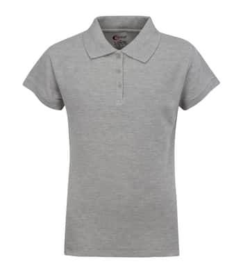 Junior Ladies School Uniform Short Sleeve Polo Shirts - Grey - Choose Your Sizes (Small-2X)