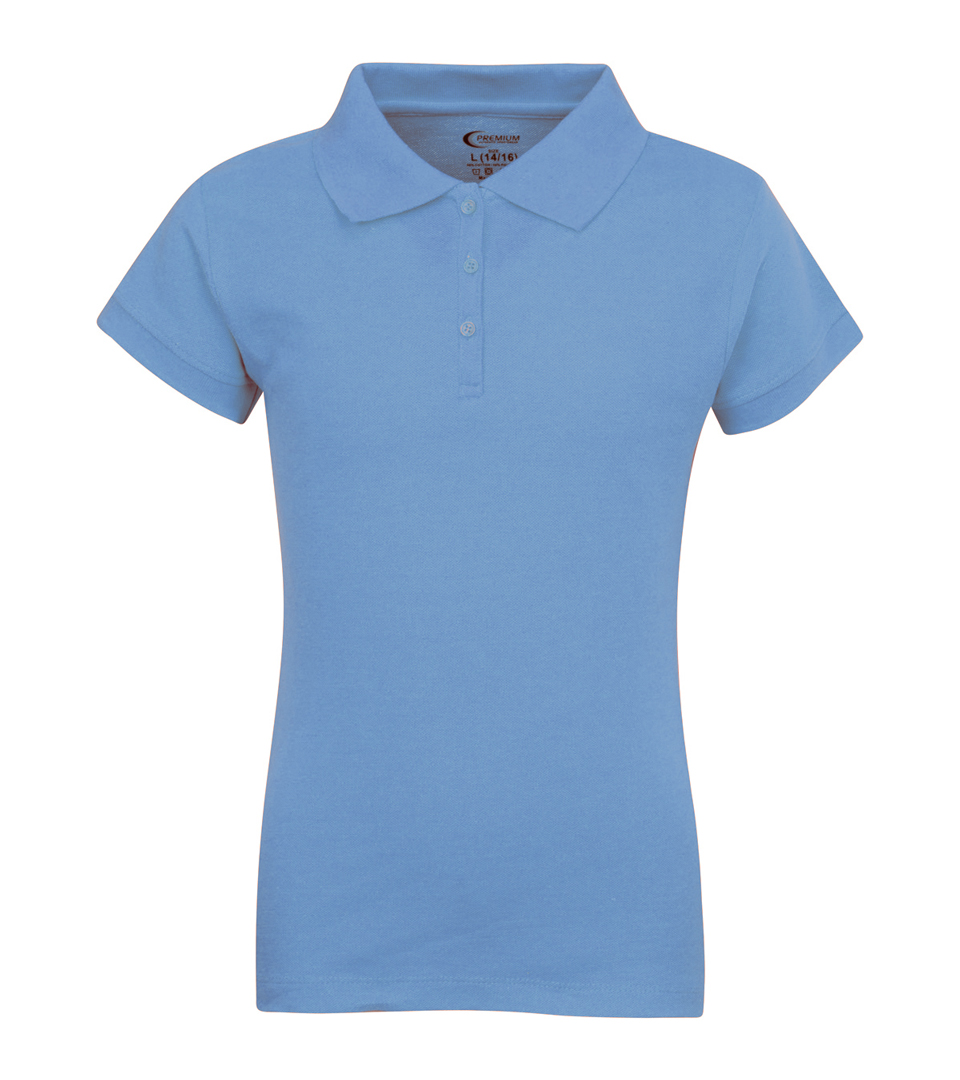 Junior Ladies School Uniform Short Sleeve Polo Shirts Light Blue Choose Your Sizes Small 2X