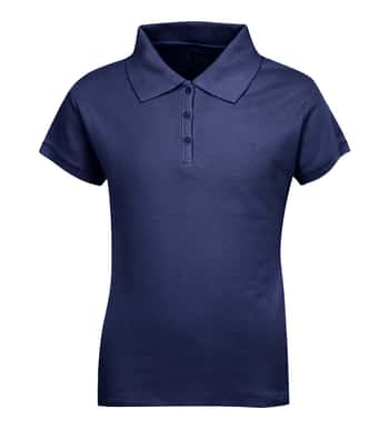 Junior Ladies School Uniform Short Sleeve Polo Shirts - Navy Blue - Choose Your Sizes (Small-2X)