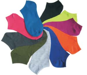 Women's Plus Size No Show Novelty Socks - Assorted Colors - 10-Pair Packs - Size 10-13