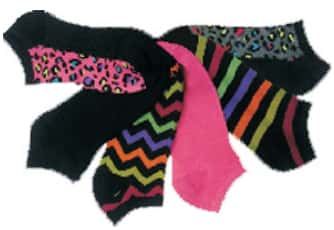 Women's Plus Size No Show Novelty Socks - Leopard, Striped, & Solid Print - 6-Pair Packs - Size 10-13