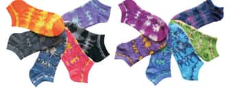 Women's Plus Size No Show Novelty Socks - Tie-Dye Print - 6-Pair Packs - Size 10-13