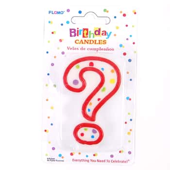 Red & White Birthday Candles - Numerical "?" 