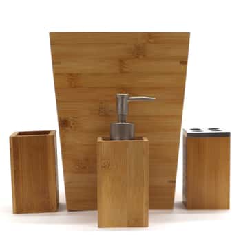 Bamboo Bathroom Accessory Sets - 4-Pack