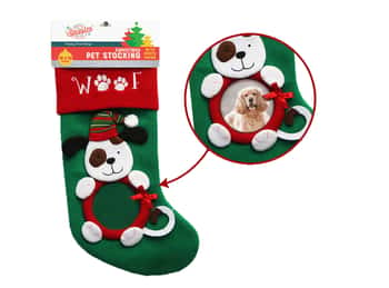 Embroidered Pet Dog Christmas Stocking w/ Photo Frame Holder