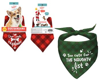 Christmas Printed Plaid Dog & Puppy Bandanas - Green
