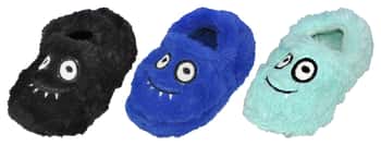 Toddler's Faux Fur Bedroom Slippers w/ Embroidered Monster Face