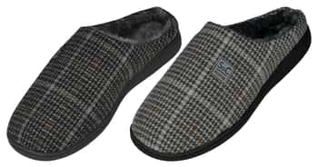 Men's Woven Clog Bedroom Slippers w/ Faux Fur Lining