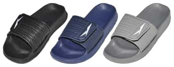 Boy's Athletic Barbados Slide Sandals w/ Ribbed Velcro Strap