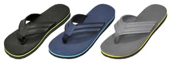 Men's Sport Wedge T-Strap Sandals w/ Canvas Strap & Patch Embellishment