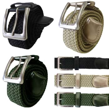 Unisex Stretch Belt Assortment - Black, White, Beige, & Green