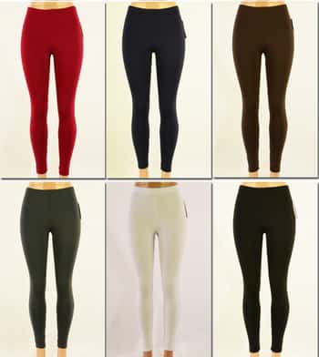 Women's Light Fleece Leggings - Assorted Solid Colors - Size M-2XL