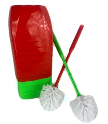 Christmas Colored Toilet Brush w/ Matching Caddy Holder