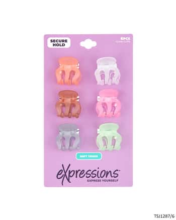 Mini Soft Touch Frosted Hair Clips - 6-Pack