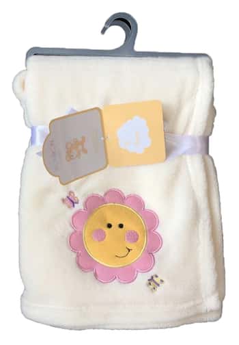 Neutral Baby Blankets w/ Sun Embroidery - 30" X 40"