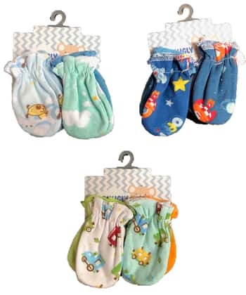 Infant Scratch Mittens - Boy Colors - 4-Packs