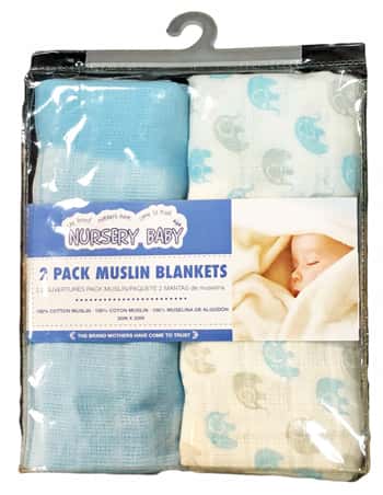 100% Cotton Muslin Swaddle Blankets - Boy Prints - 2-Packs