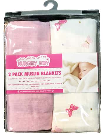 100% Cotton Muslin Swaddle Blankets - Girl Prints - 2-Packs