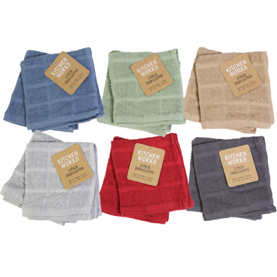 ''Kitchen Dish Cloth 2pk 12x12 6assorted Colors Silver, Sage, Camel, Soft RED, Charcoal, Blue''