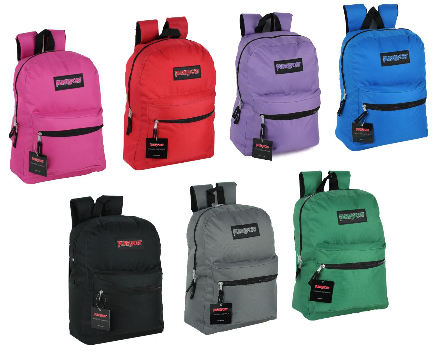 17 Kids Basic Wholesale Backpack in 12 Colors - Bulk Case of 24 Backp