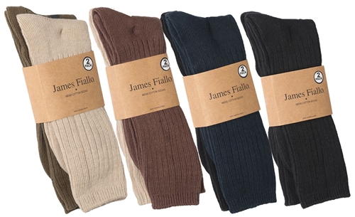 Men's Solid Ribbed Cotton DRESS Socks - Size 10-13 - 2-Pair Packs