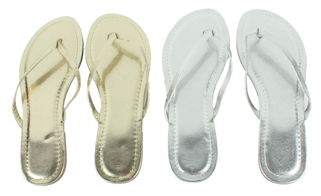 Women's Thong WEDDING Sandals - Gold & Silver