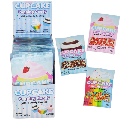 Cupcake Popping CANDY W/CANDY Coating 3 Falvors .53 Oz In 20ct Counter Display