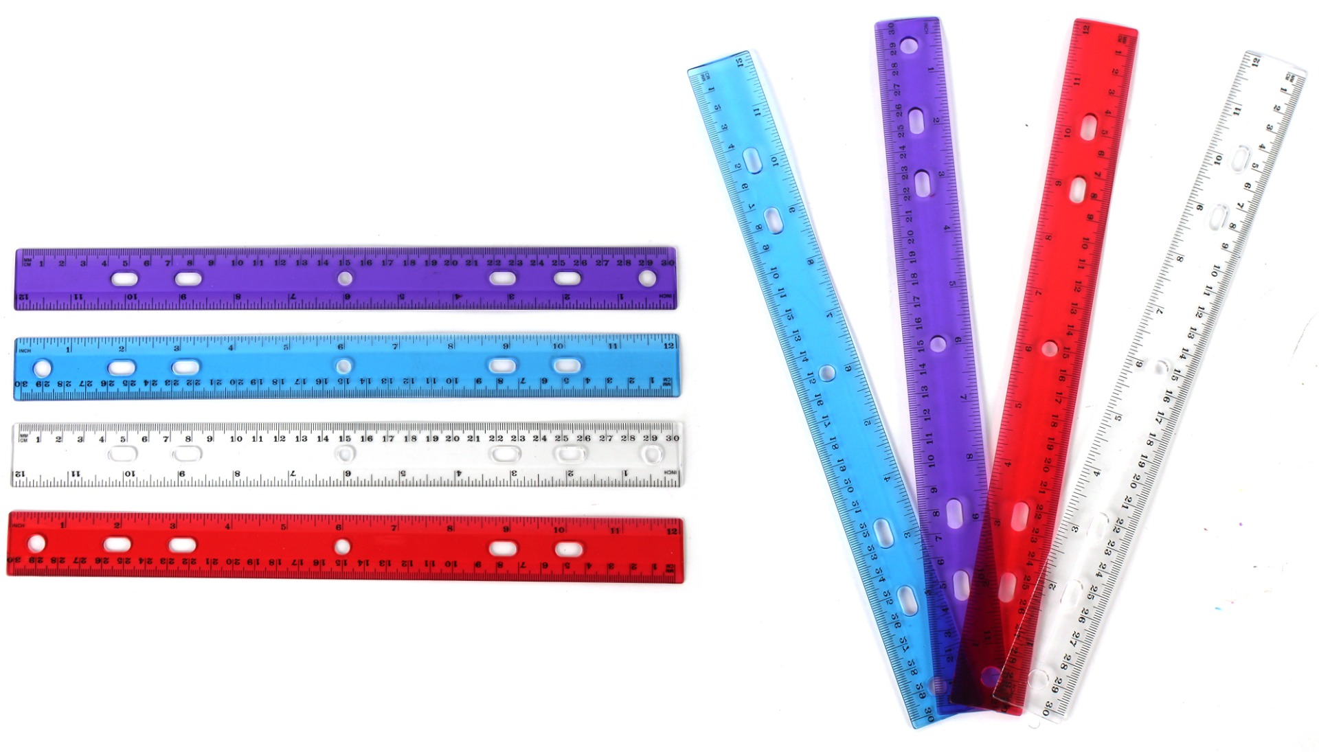 48 Wholesale Ruler Set, 3 Pk., Asst. Colors - at 