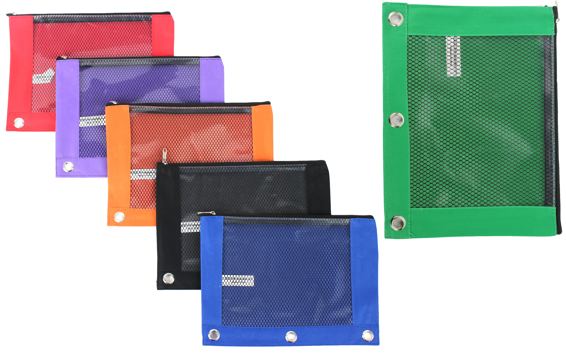 3-Ring PENCIL Pouch w/ Reinforced Mesh Window
