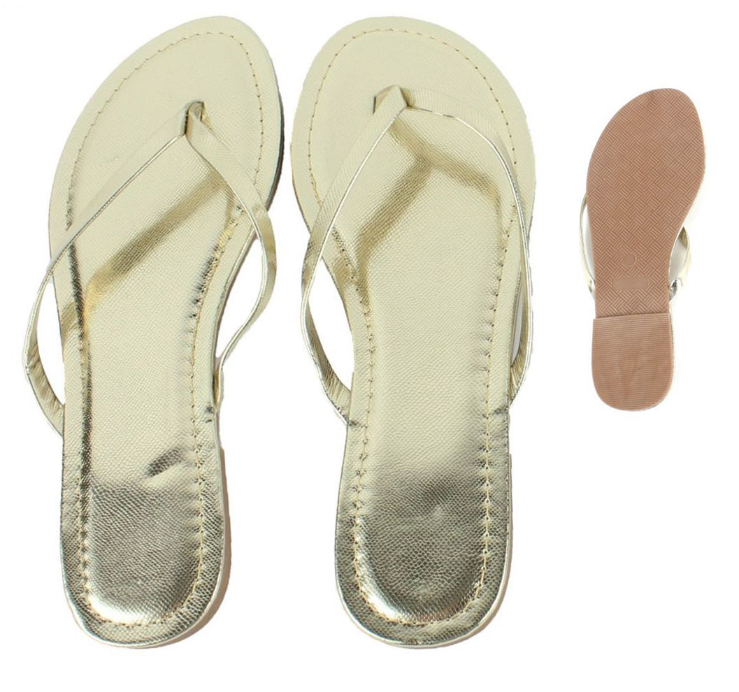 Women's Thong WEDDING Sandals - Metallic Gold