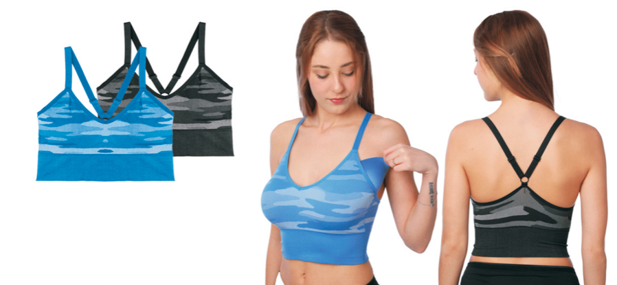 Women's Camo Printed Sport BRAs w/ Adjustable Cross Strap