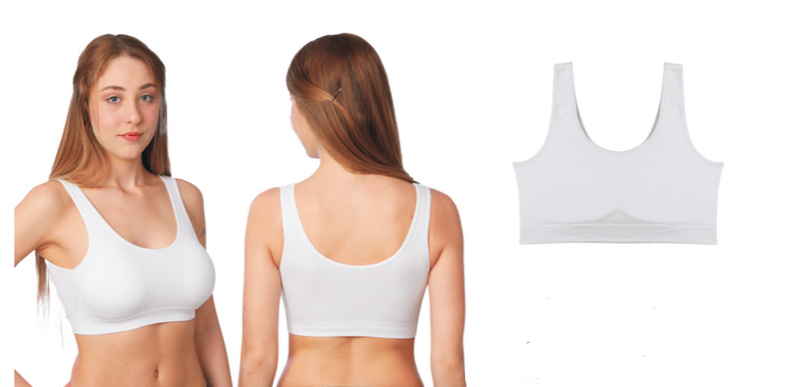 Women's Slip-On Ribbed Sport Bras - White