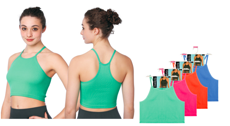 Women's Rib Knit Crop Sport TANK TOPs - Sizes Medium-XL - Assorted Colors