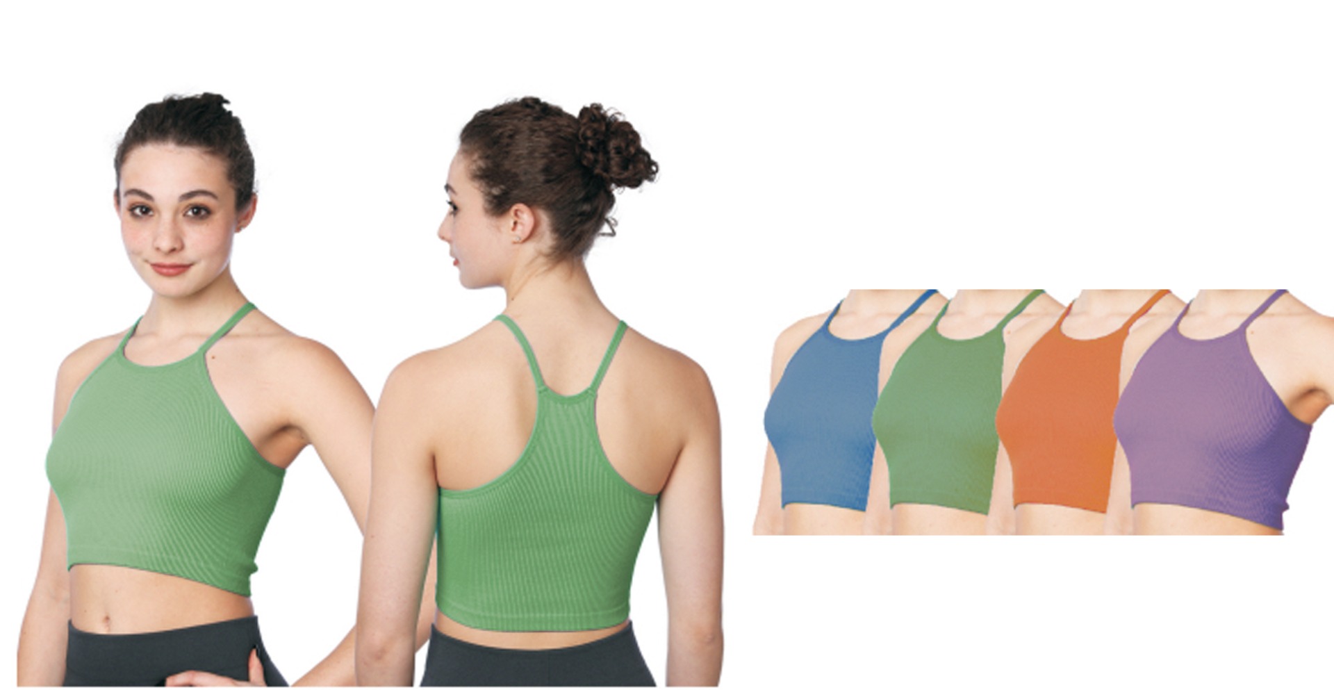 ''Women's Rib Knit Crop Sport TANK TOPs - Sizes Medium-XL - Blue, Green, Orange, & Purple''