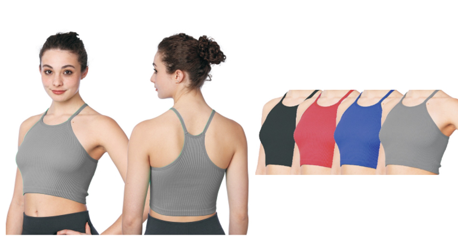 ''Women's Rib Knit Crop Sport TANK TOPs - Sizes Medium-XL - Red, Black, Blue, & Grey''