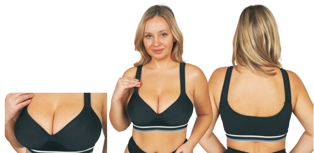 Women's Seamless Slip-On Bras w/ Two Tone Athletic Stripes - Sizes