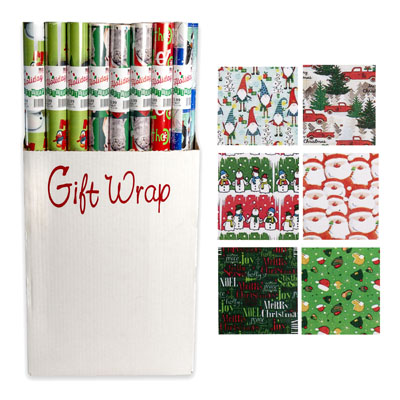 Gift Wrap Christmas 40 Sq Ft6 Asstd 40IN Wide Pp $3.991.5 INch Core MADE IN USA