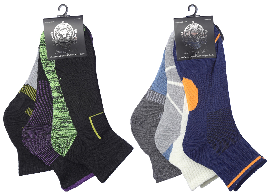 MEN's Cushioned Athletic Ankle Socks w/ Arch Support - Urban Sport Prints - 3-Pair Packs
