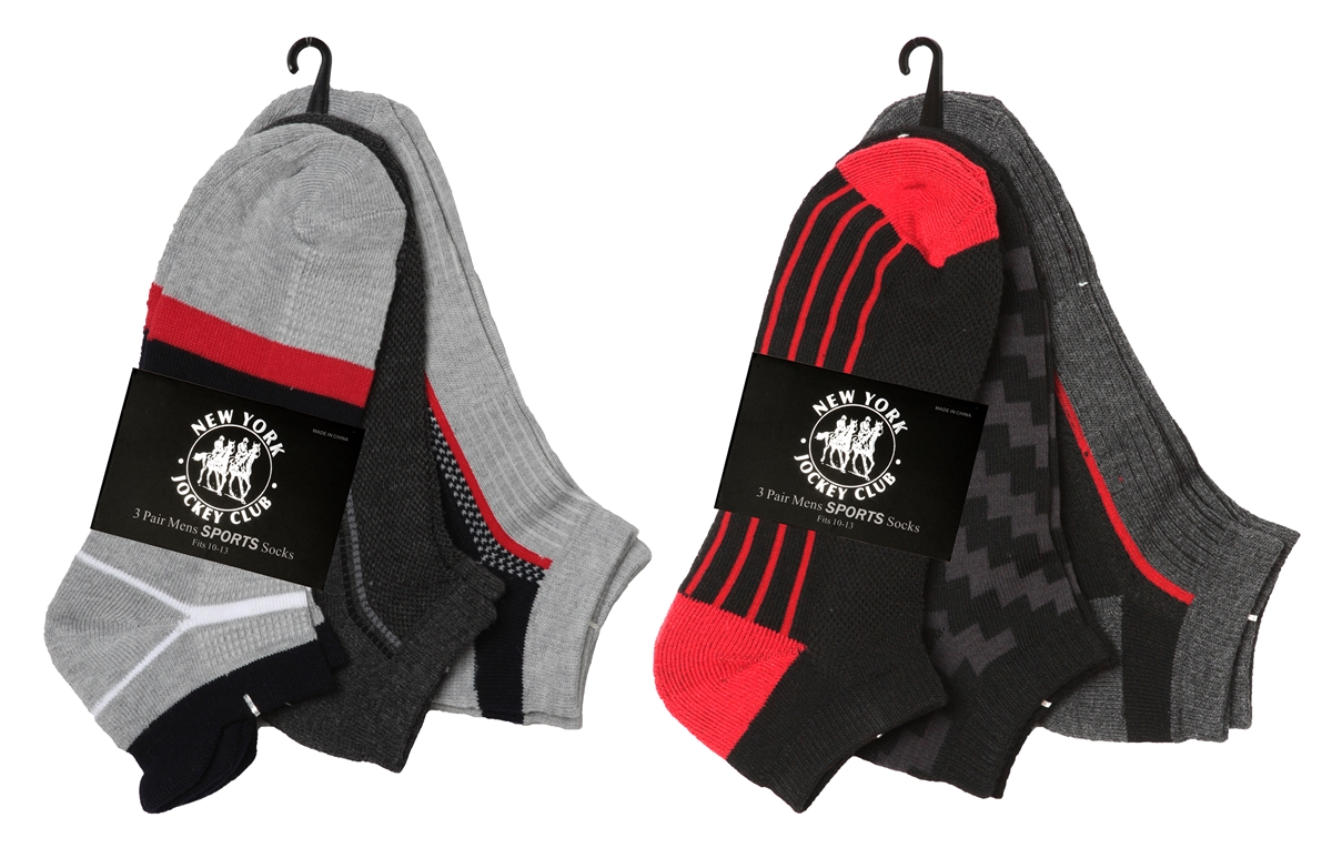 Men's Cushioned Athletic Low Cut Socks w/ Arch Support - URBAN Sport Prints - 3-Pair Packs