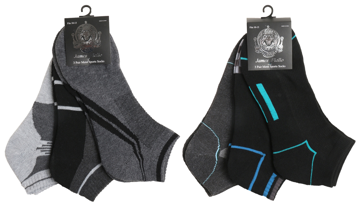 Men's Cushioned Athletic Low Cut Socks w/ Arch Support - URBAN Sport Prints - 3-Pair Packs
