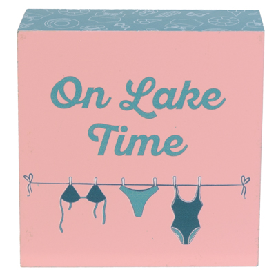 BloCk Sign 4x4 On Lake Time Mdf WOOD