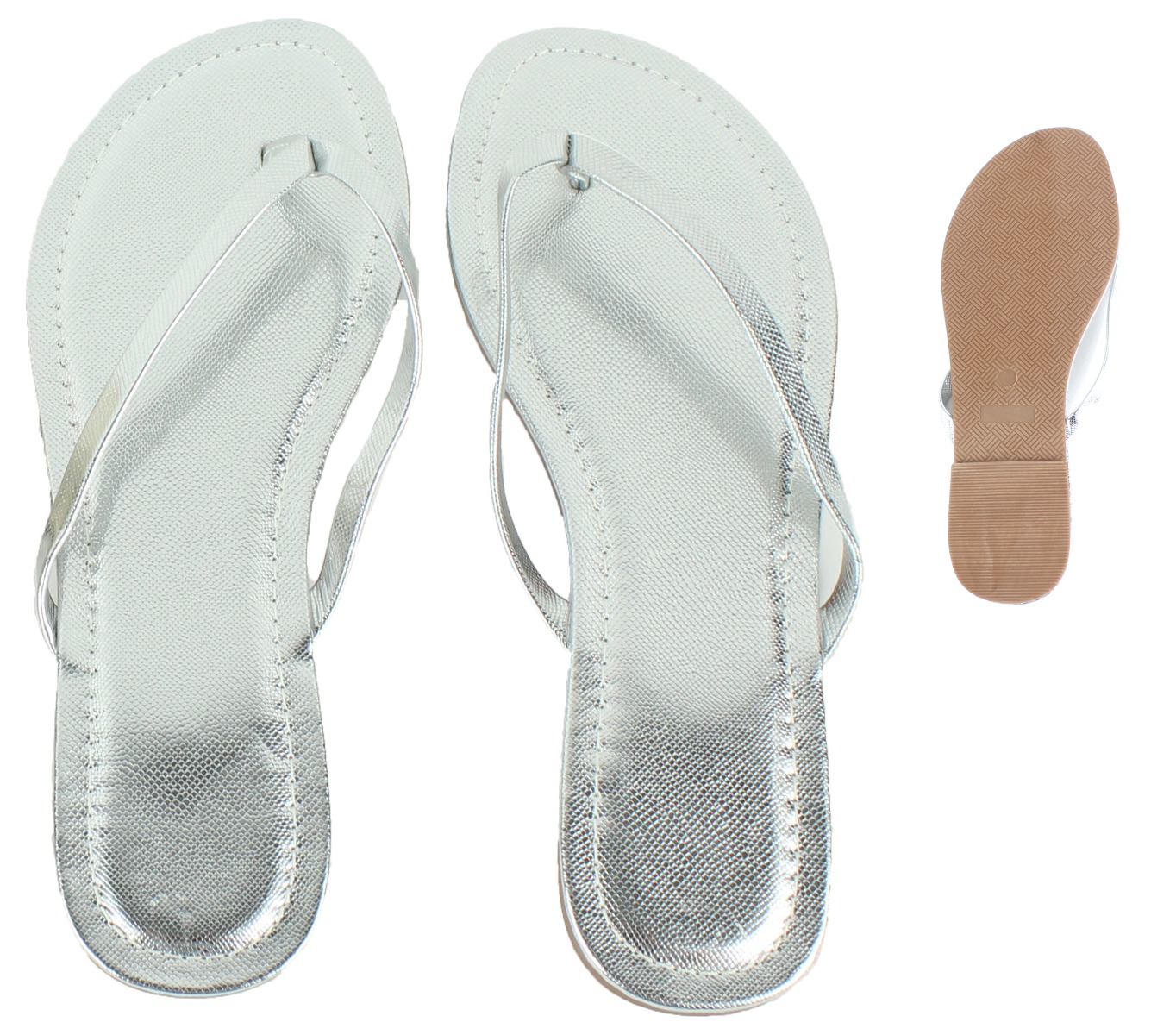 Women's Thong WEDDING Sandals - Metallic Silver