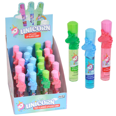 Unicorn LIP GLOSS Candy .50 Oz 3 Asst Flavors In 24pc Counter Display