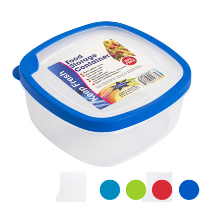 Food Storage Container Square Rubber RIM On Lid 1l 6.3 X 6.3 X 3.0